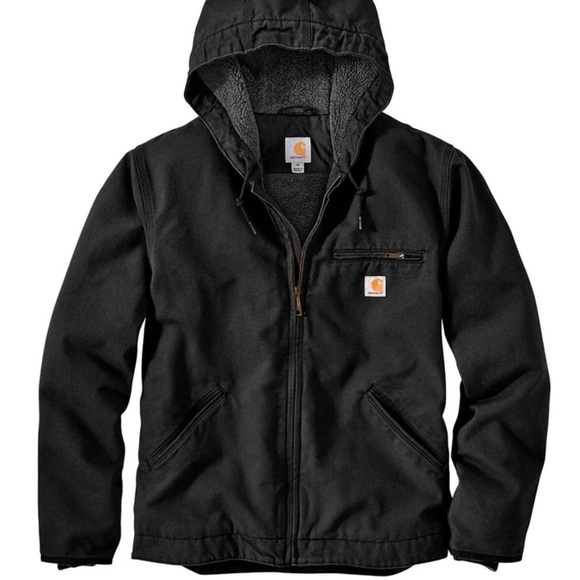 Carhartt Men’s Sherpa-Lined Relaxed Fit Washed Duck Jacket - Small - Picture 6 of 8